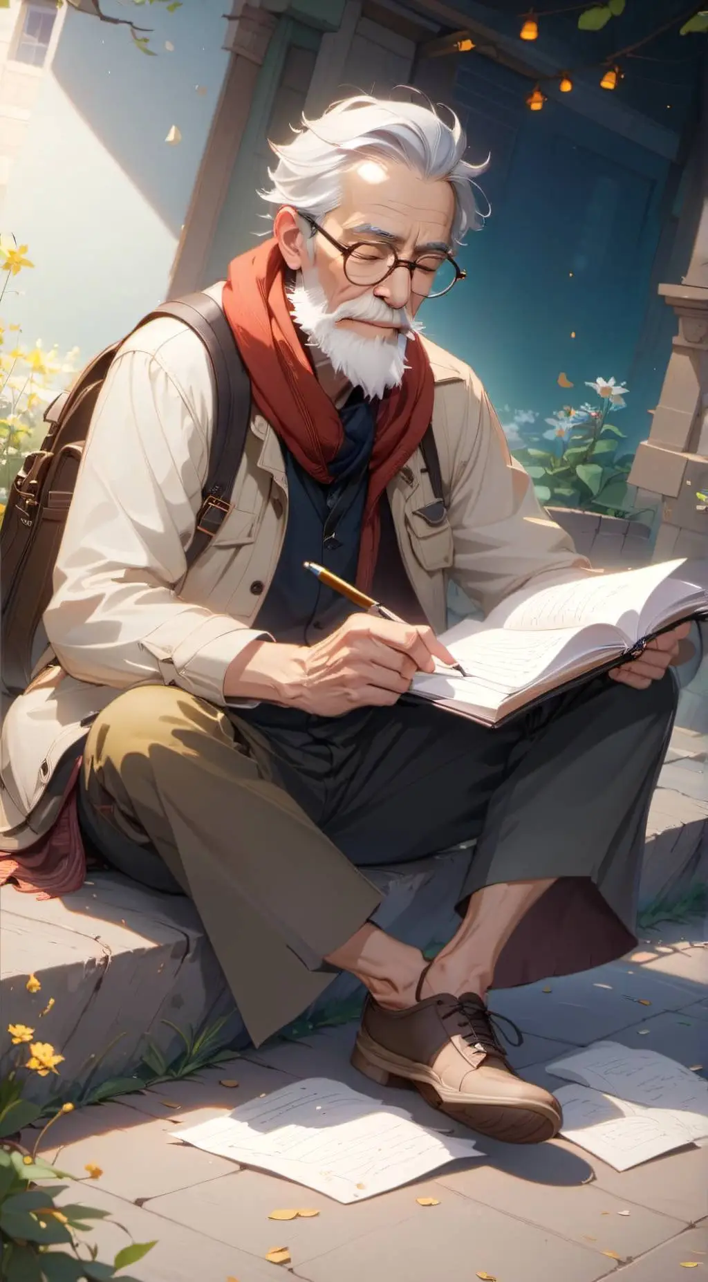 ai character: 시 쓰는 노장 background