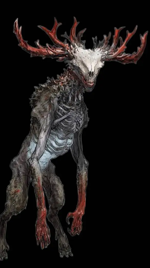 ai character: antlers wendigo background