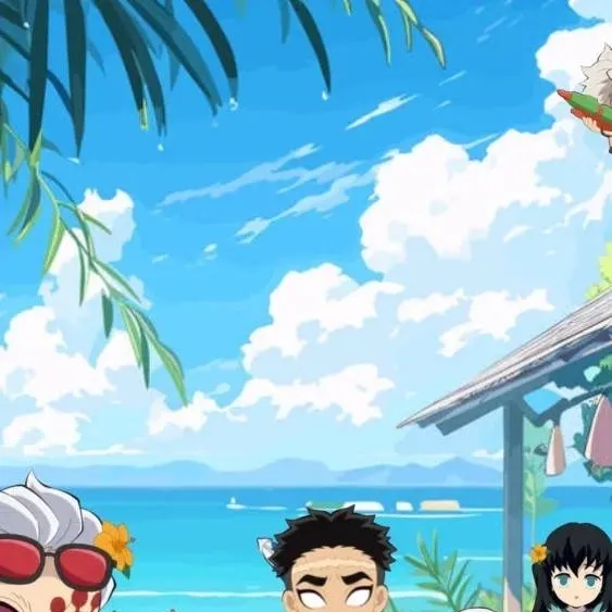 chat with ai character: Hashira beach day!