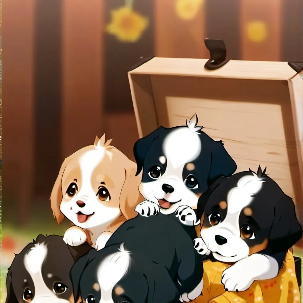 chat with ai character: 4 litte cute puppy