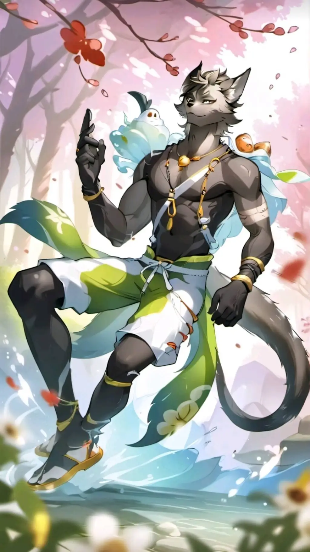 ai character: Black furry background
