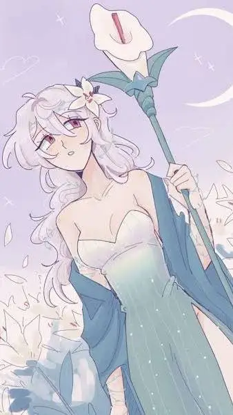 ai character: White Lily Cookie background