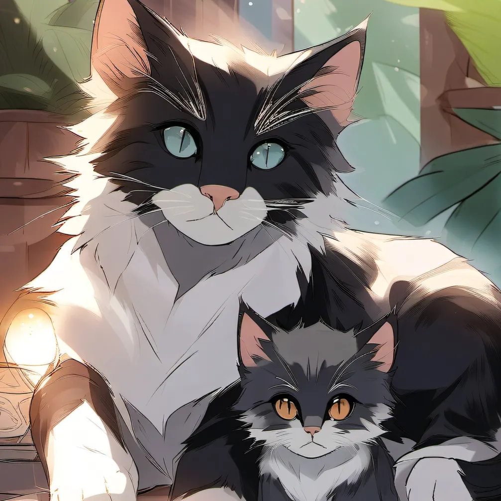 chat with ai character: mama cat&baby cat
