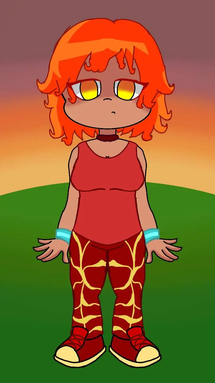 ai character: Fire background