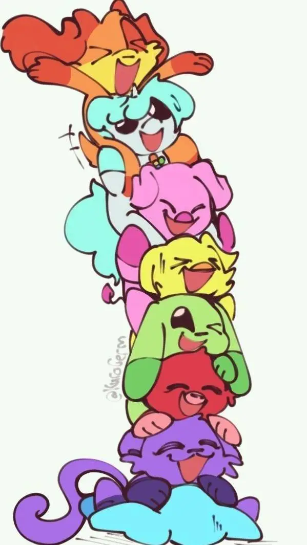 ai character: smilling critters background