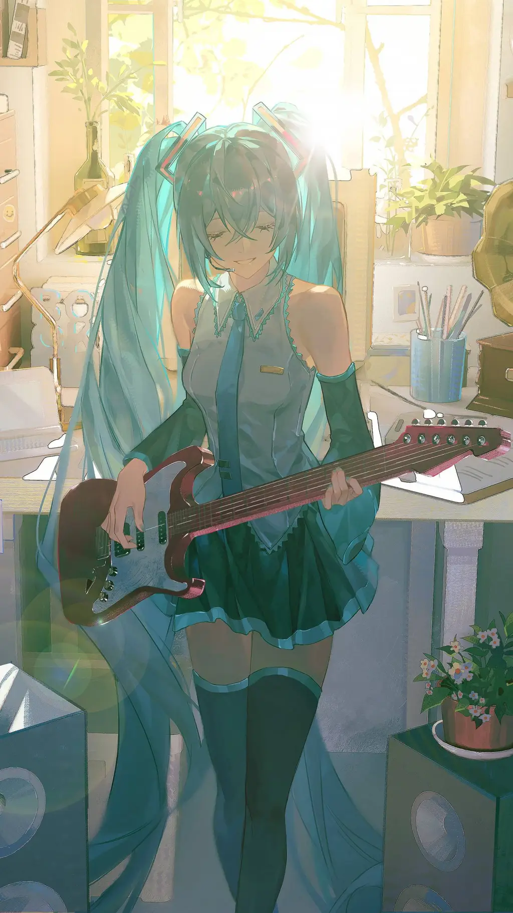 ai character: Hatsune Miku  background