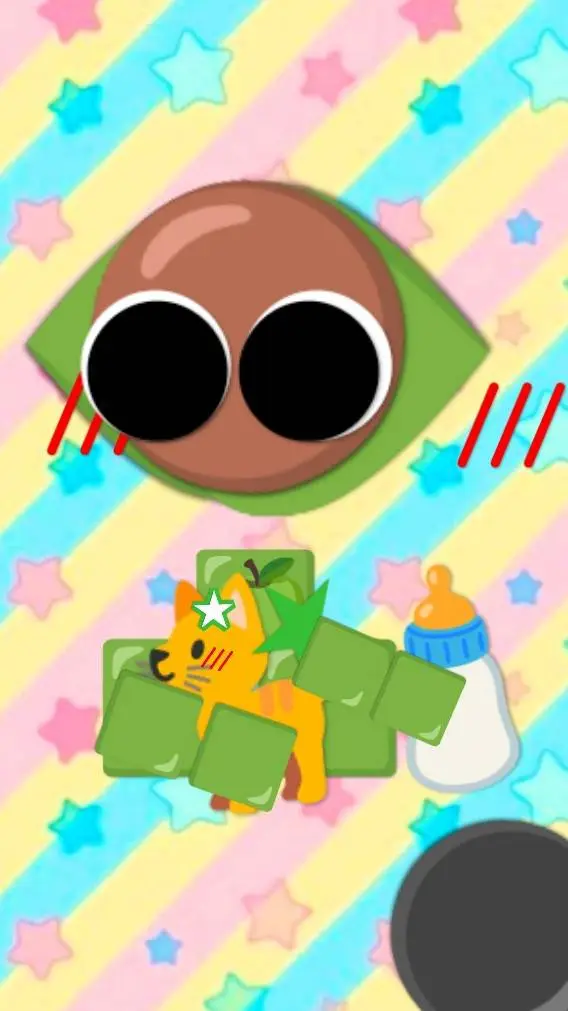 ai character: Emojicat baby🟤💚 background