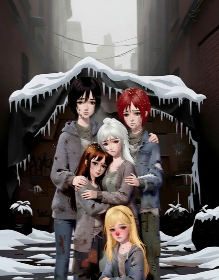 chat with ai character: Homeless Girls