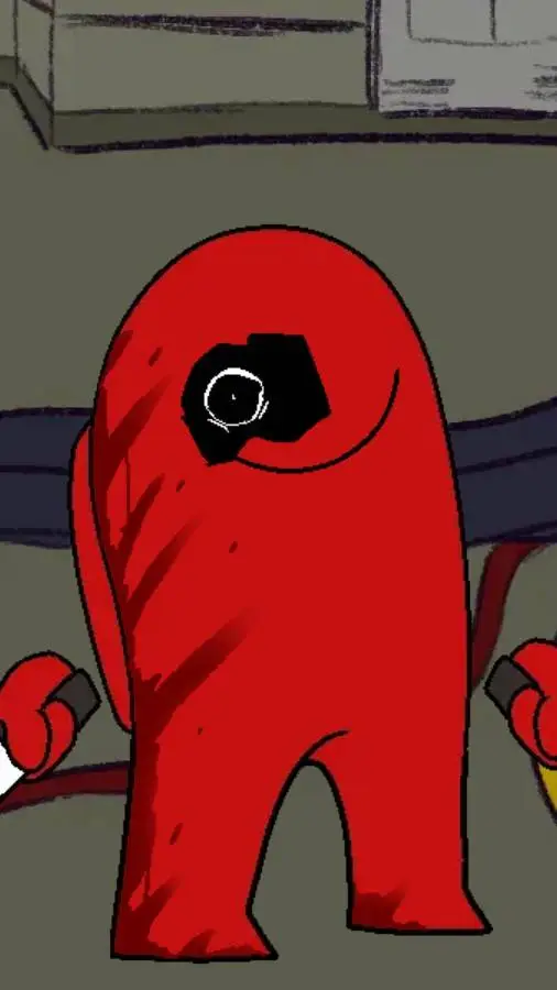 ai character: red from among Us background