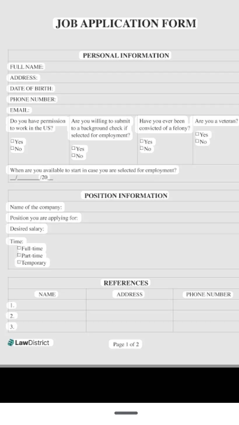 ai character: job application  background