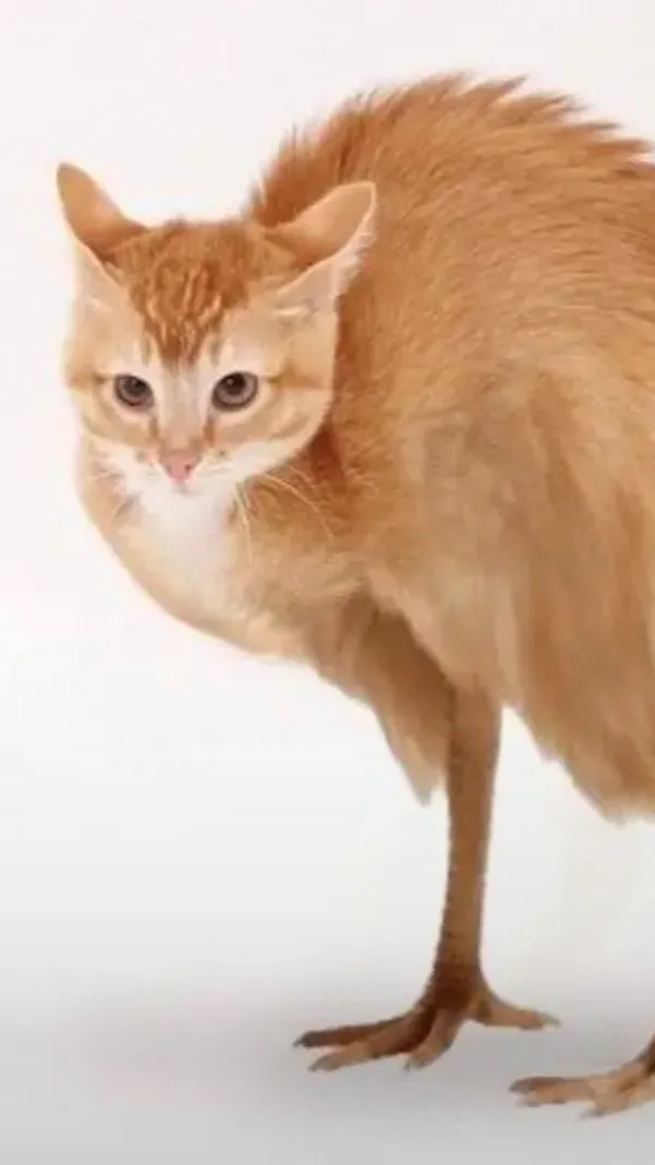 ai character: Chicken cat.  background