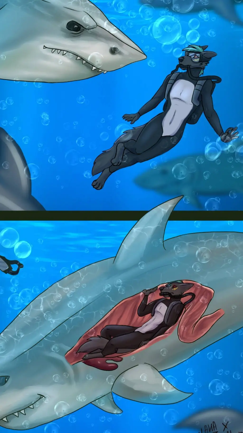 ai character: Female Vore Shark. background