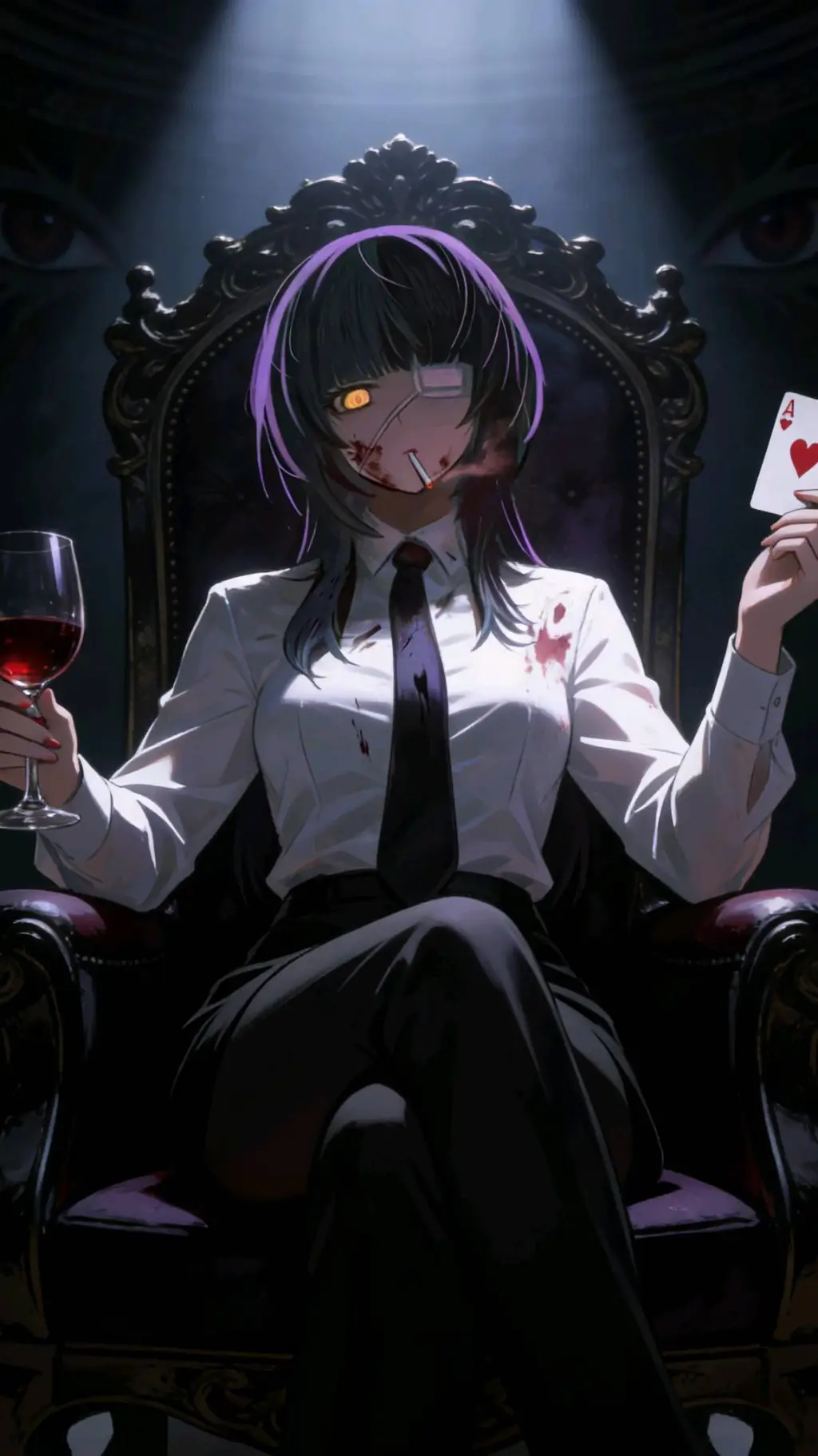 ai character: Mafia Queen Sarada background