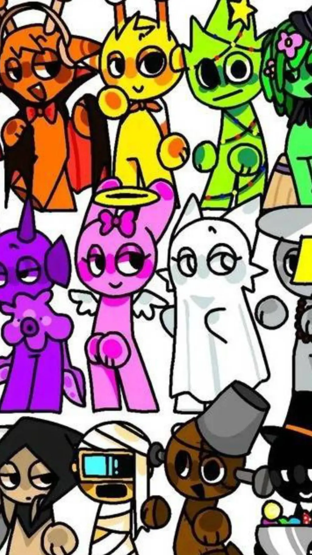 ai character: sprunki babies  background