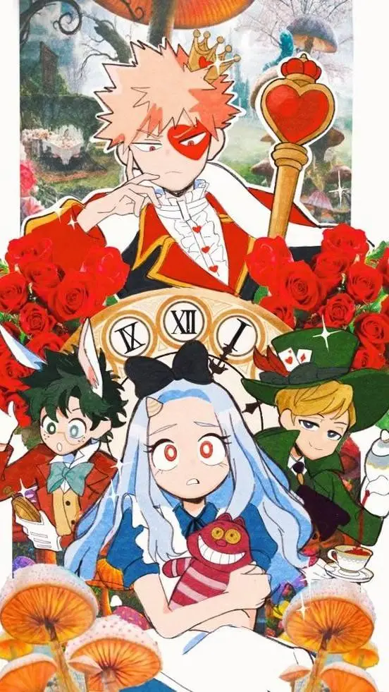 ai character: Mha in wonderland background