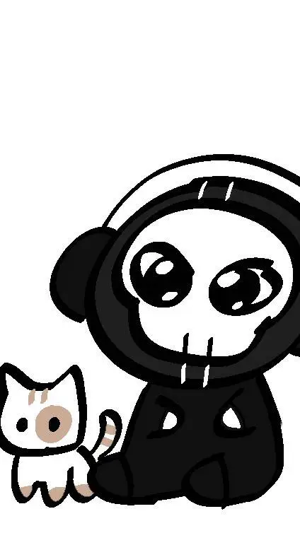ai character: Ghost and cat background