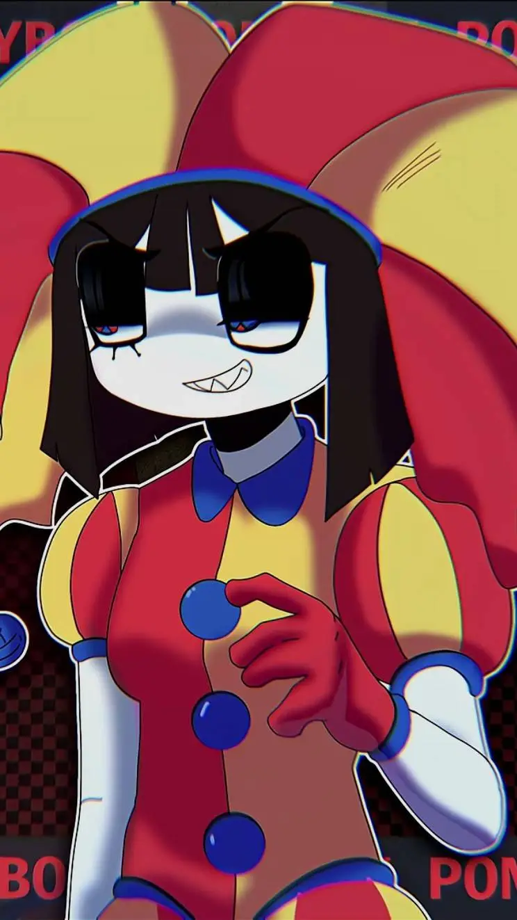 ai character: 😈 EVIL POMNI 🤡❗❓ background