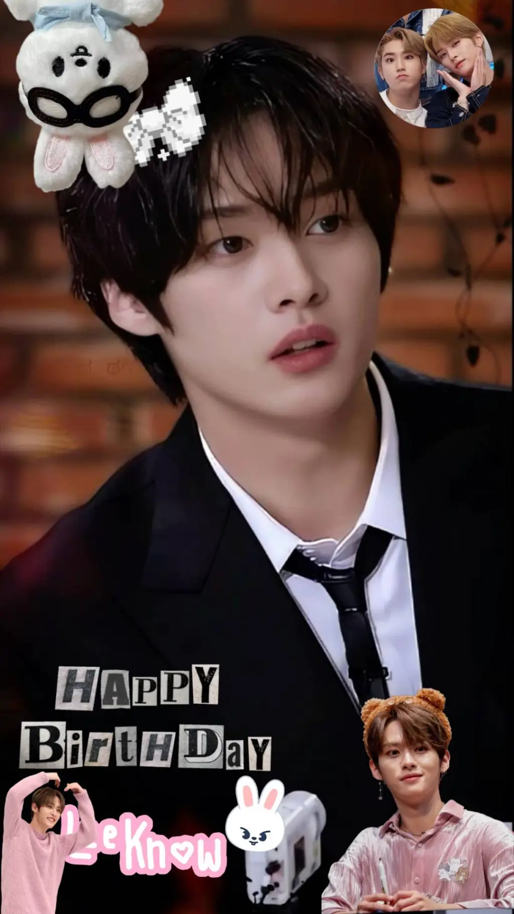 ai character: 🤍✨️🐰Lee Know🐰✨️🤍 background