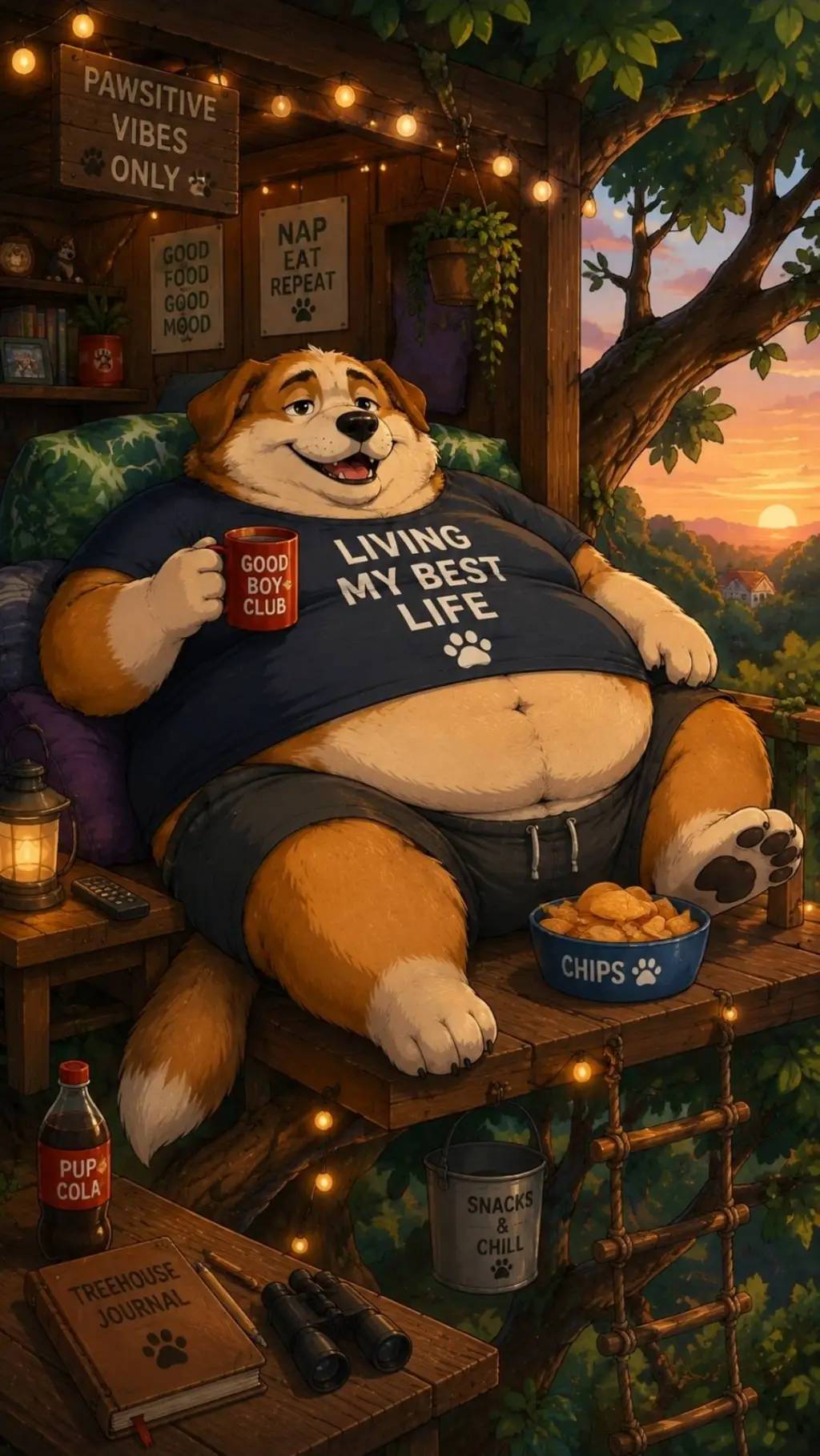 ai character: Fatfur Treehouse background