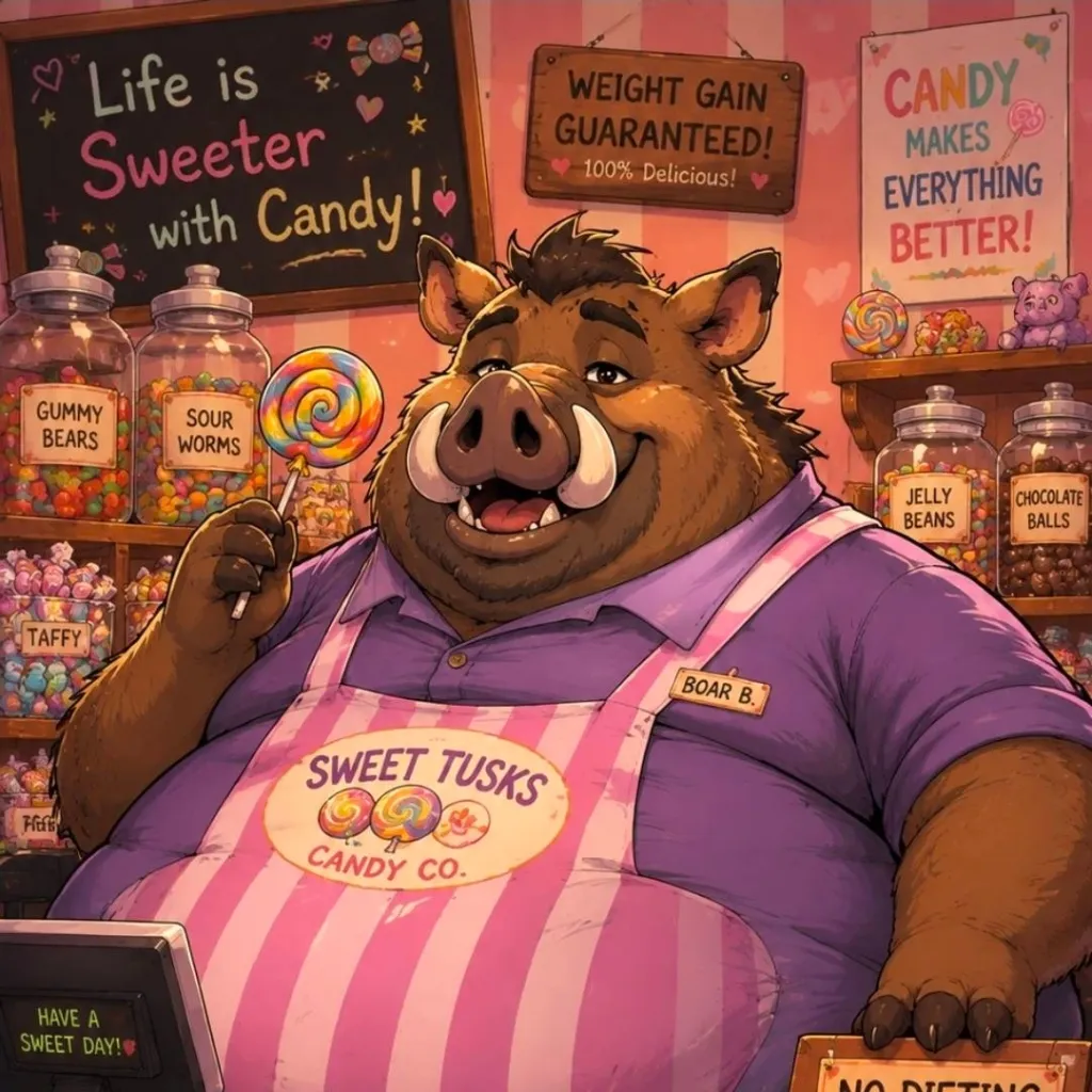 chat with ai character: Fatfur Candy Store