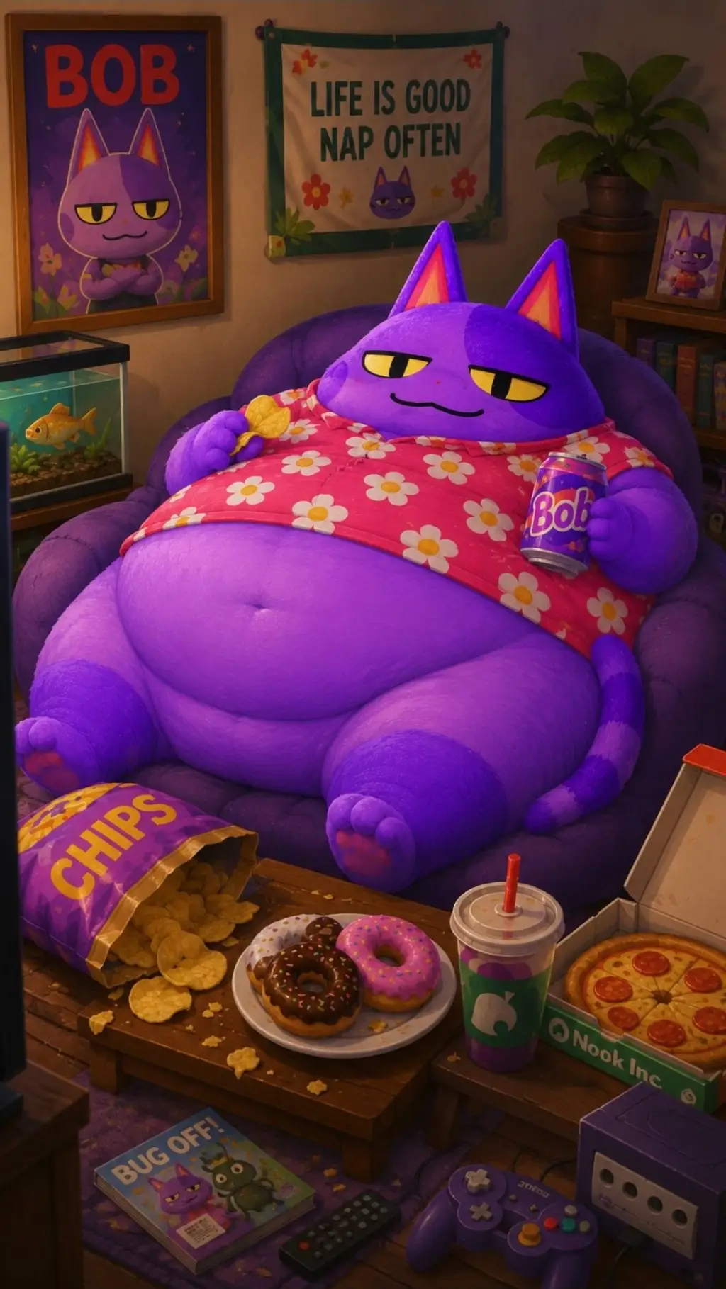 ai character: Fat Bob the cat background