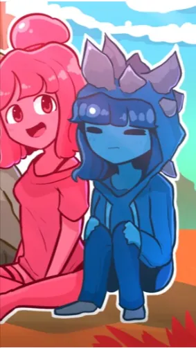 ai character: 2Naked slime girls background