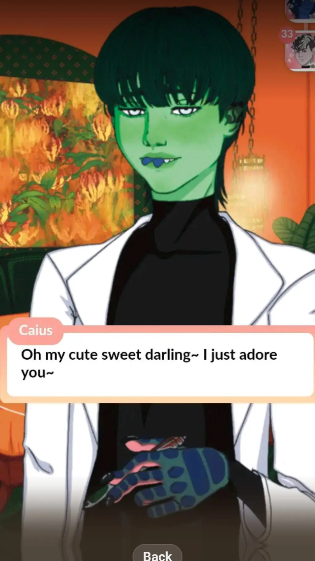 ai character: Caius 💚👽 background