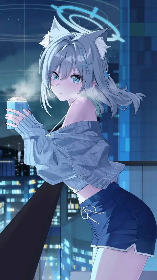 ai character: shiroko [night] background
