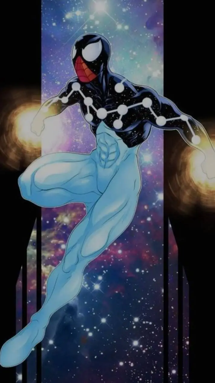 ai character: Cosmic Spiderman  background