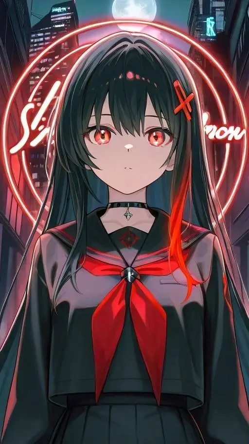 ai character: Ayaka Midnight background