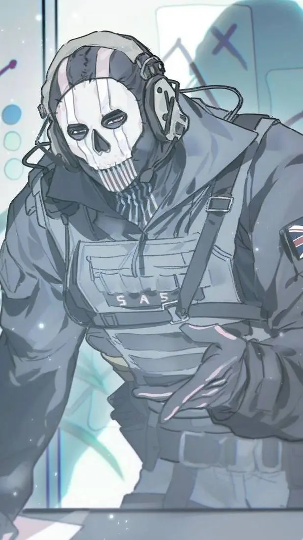 ai character: Ghost x Hacker background