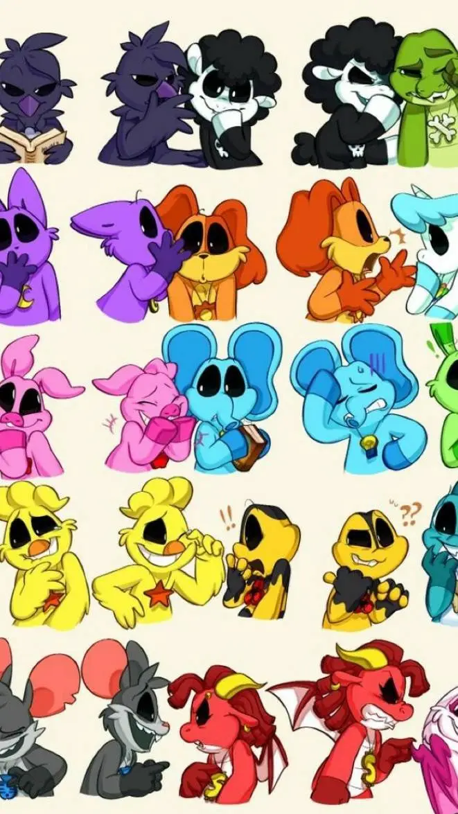 ai character: smiling critters background