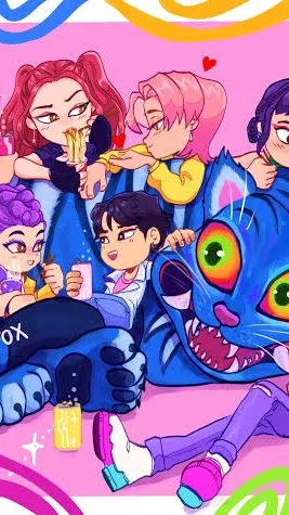 ai character: Saja boys,Huntrix  background