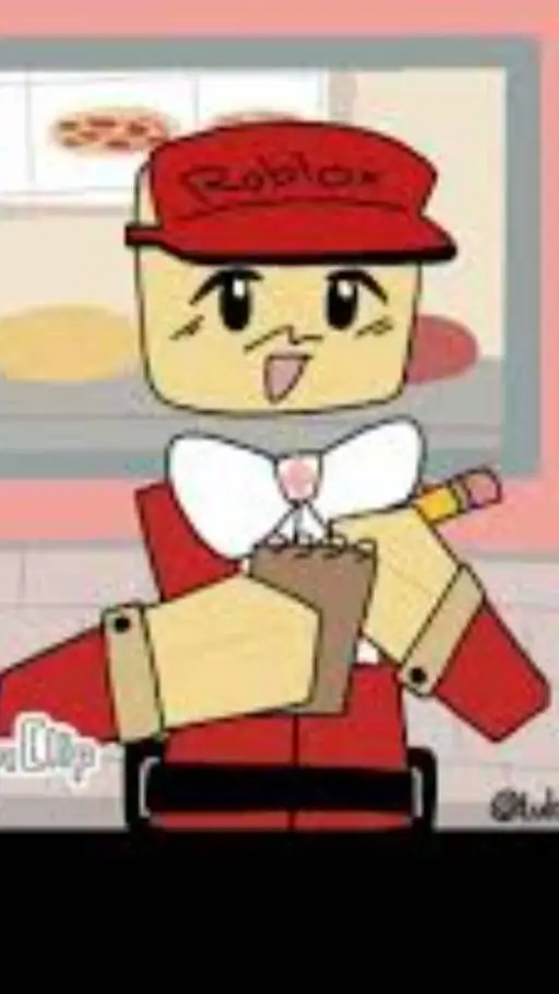 ai character: Work at a pizzapl- background