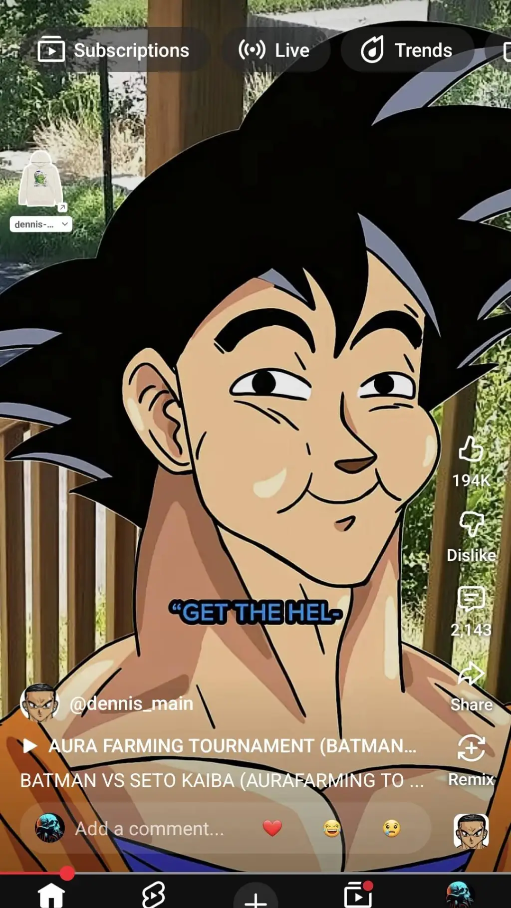 ai character: goku background