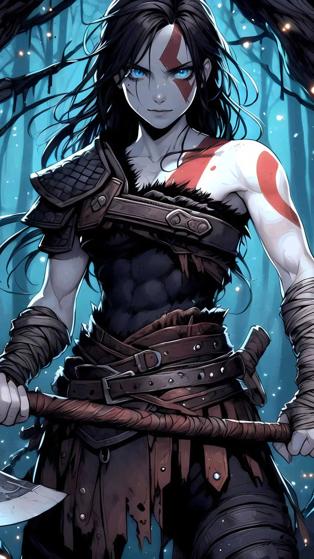 ai character: Kratos female background