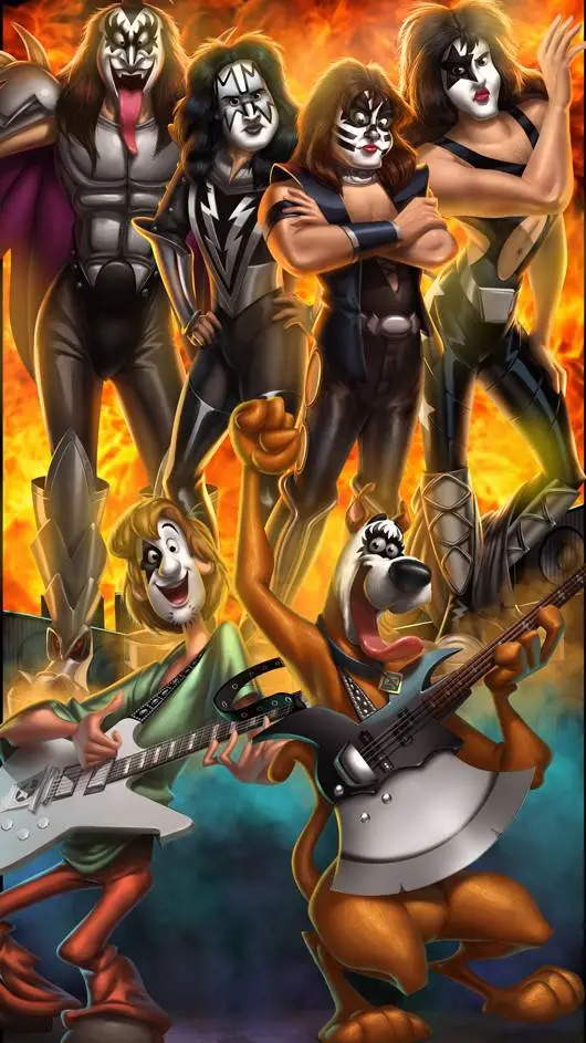 ai character: Scooby doo & kiss background