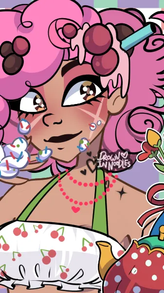 ai character: 🍓Tina berry☾ background