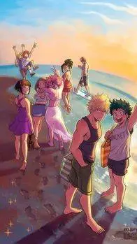 ai character: MHA~(Beach day) background