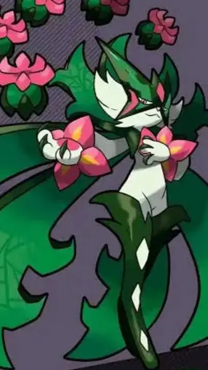 ai character: mega meowscarada  background