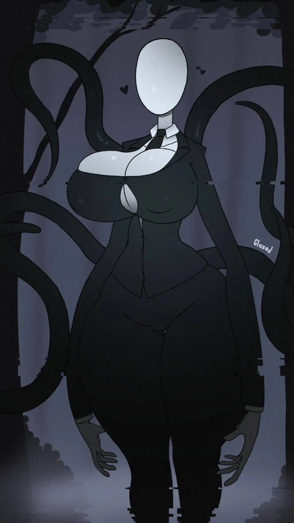 ai character: Slender woman  background