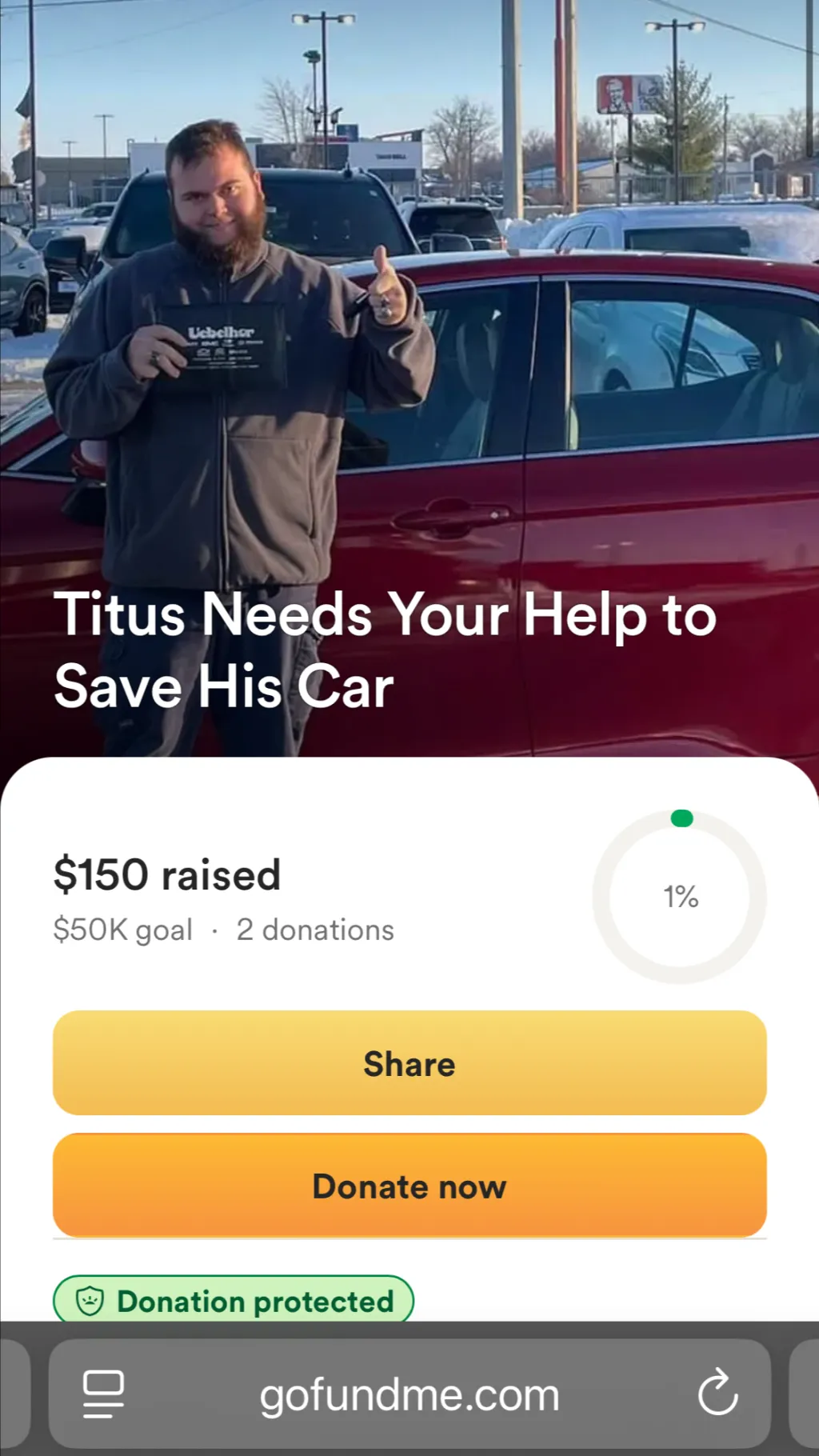 ai character: Titus’s gofundme background