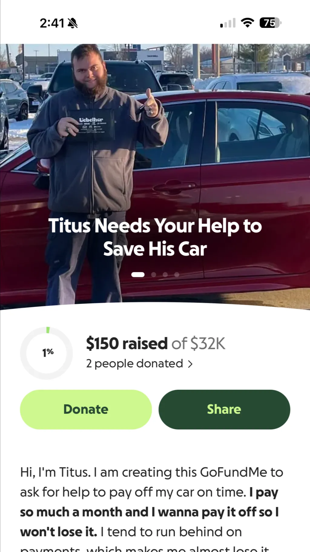 ai character: Titus’s gofundme background