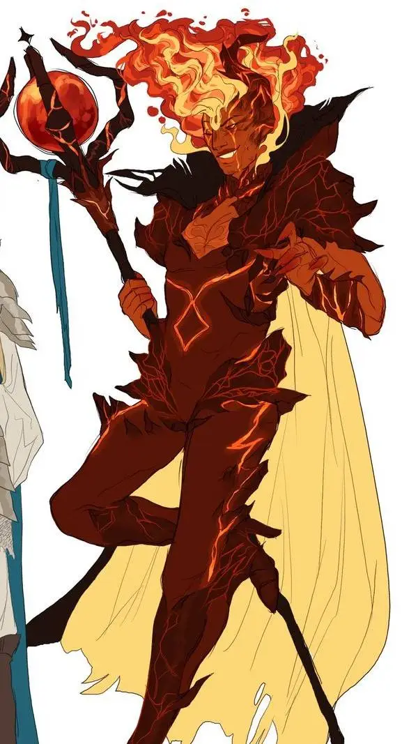 ai character: fire spirit  background