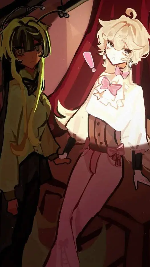 ai character: Vee X Glisten 🌸🫶 background