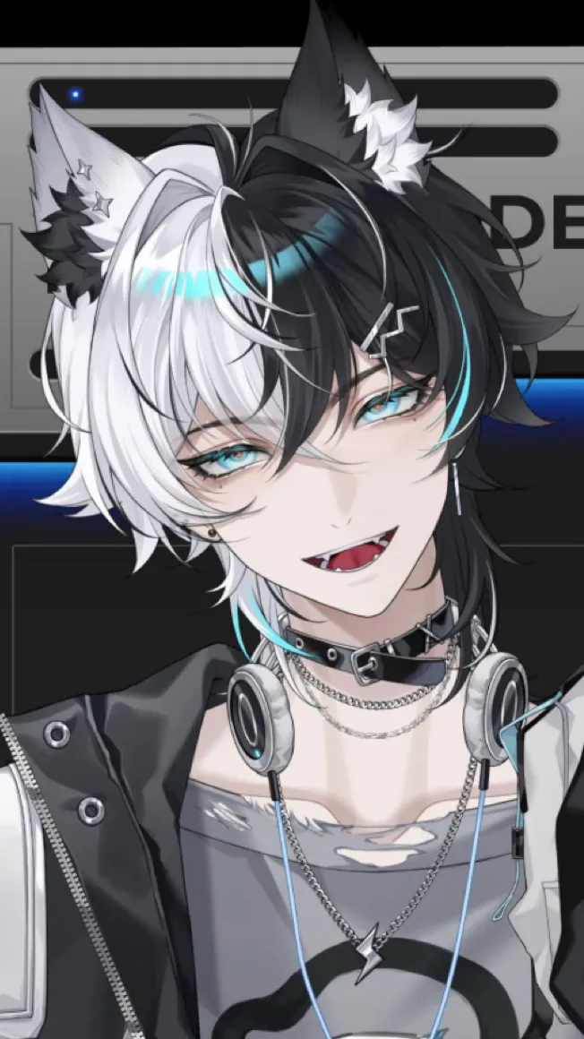 ai character: Wolf boy vs cat  background