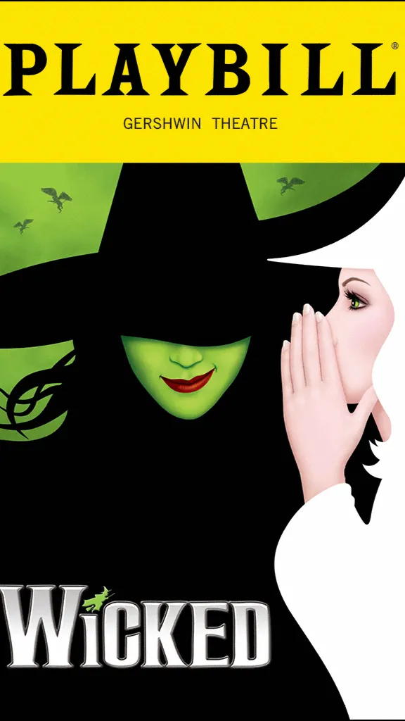 ai character: Wicked playbill  background