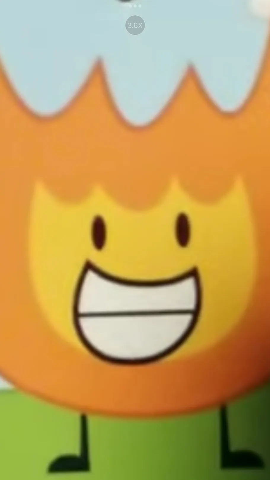 ai character: Firey X leafy Bfdi background