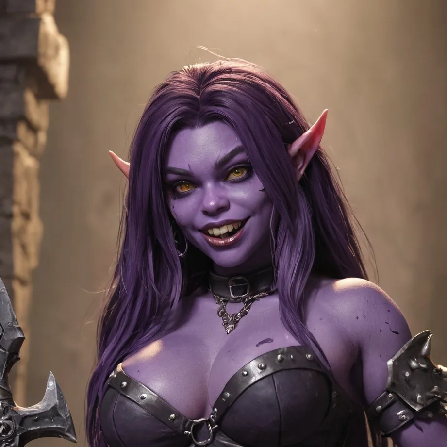chat with ai character: purple kissing ork