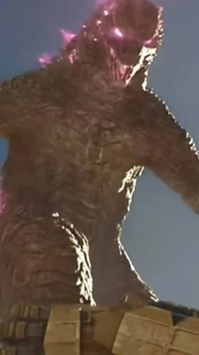 ai character: evolved godzilla  background